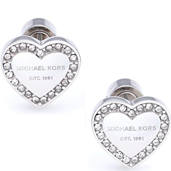 Precious Metal-plated Sterling Silver Pavé Heart Stud Earrings | Michael  Kors