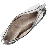 MICHAEL KORS JET SET PATENT LOGO DEBOSSED POCHETTE CROSSBODY BAG AND CARD CASE GIFT SET SILVER 35F5SGZD6O