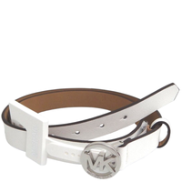MICHAEL KORS BELT WHITE REAL SAFFIANO LEATHER SILVER MK LOGO BUCKLE 556037C SIZE M