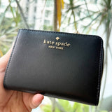 KATE SPADE MADISON SMALL L ZIP WALLET KH615 BLACK SAFFIANO LEATHER