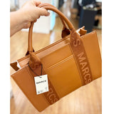 MARCS CROSSBODY BAG - VEGAN LEATHER CAN FIT LAPTOP BROWN