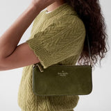 KATE SPADE GEMINI MINI SHOULDER BAG KM609 SUEDE ENCHANTED GREEN