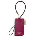 KATE SPADE CARD CASE LANYARD  RED PEBBLE LEATHER KP247 RED DARK RASPBERRY