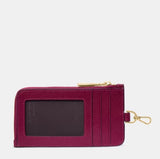 KATE SPADE CARD CASE LANYARD  RED PEBBLE LEATHER KP247 RED DARK RASPBERRY