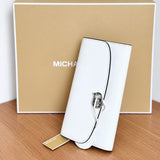 MICHAEL KORS HAMILTON LARGE LEATHER CONTINENTAL WALLET 35S5SHME9L OPTIC WHITE