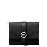 MICHAEL KORS GREENWICH MEDIUM SIGNATURE LOGO TRIFOLD WALLET 35S5SGRE6L BLACK