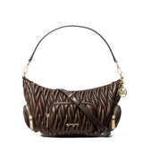 MICHAEL KORS MERRITT SMALL MATELASSÉ BURNISHED CONVERTIBLE SHOULDER BAG CHOCOLATE