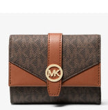 MICHAEL KORS GREENWICH MEDIUM SIGNATURE LOGO TRIFOLD WALLET 35S5GGRE6B