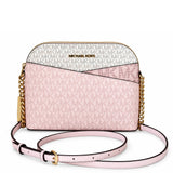MICHAEL KORS JET SET TRAVEL MEDIUM COLOR-BLOCK SIGNATURE DOME CROSSBODY BAG POWDER BLUSH PINK  35S5GTVC6B