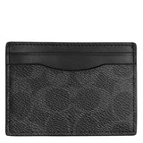 COACH CARD CASE WITH MONEY CLIP IN SIGNATURE CANVAS GUNMETAL CHARCOAL BLACK CCF98