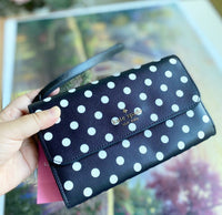 KATE SPADE CHEERS CHARMING DOT CROSSBODY BLACK MULTI CLUTCH WRISTLET K7234