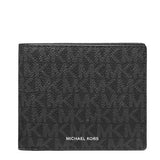 MICHAEL KORS COOPER BILLFOLD WALLET WITH COIN POCKET 36U9LCRF3B BLACK SIGNATURE