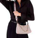 KATE SPADE FLOWER QUILTED FABRIC CONVERTIBLE CROSSBODY BAG KK077 NUDE CREAM