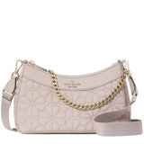 KATE SPADE FLOWER QUILTED FABRIC CONVERTIBLE CROSSBODY BAG KK077 NUDE CREAM