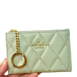 KATE SPADE CAREY QUILTED STUDDED SMALL CARD HOLDER KL819 GREEN