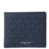 MICHAEL KORS COOPER BILLFOLD WALLET WITH COIN POCKET 36U9LCRF3B BLUE SIGNATURE