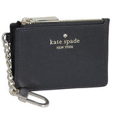 KATE SPADE FLOWER KEY RING CARD HOLDER KN771 BLACK SAFFIANO LEATHER