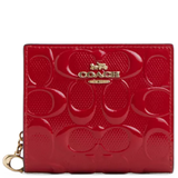 COACH SNAP WALLET IN SIGNATURE LEATHER (COACH CV415) GOLD/RED