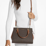 MICHAEL KORS MARILYN SMALL SIGNATURE SATCHEL CROSSBODY BAG 35F5S6AM1B BROWN