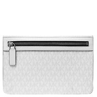 MICHAEL KORS COOPER LARGE EMBELLISHED SIGNATURE LOGO PASSPORT WALLET IN BRIGHT WHITE 36R5LC0F6B