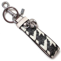 COACH HOUNDSTOOTH PRINT KEY RING LOOP BAG CHARM CK069 CREAM-BLACK