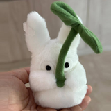 STUDIO GHIBLI FROM JAPAN GHIBLI FLUFFY BEAN BAG PLUSH - MY NEIGHBOR TOTORO : WHITE BUNNY HOLD LEAF