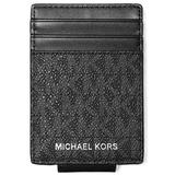 MICHAEL KORS OUTLET COOPER SIGNATURE LOGO MONEY CLIP CARD CASE 36F4LCOD1B BLACK