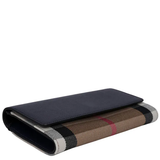 BURBERRY HALTON LARGE CHECK CANVAS AND COWHIDE FLAP BI-FOLD LONG WALLET 80840311 BLACK FLAP