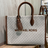 MICHAEL KORS MIRELLA MEDIUM SIGNATURE LOGO TOTE BAG 35R5G7ZT2B VANILLA
