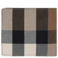 BURBERRY LARGE CHECK CANVAS BIFOLD COIN PURSE SHORT CLIP 80845651 TAUPE BROWN