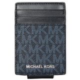 MICHAEL KORS OUTLET COOPER SIGNATURE LOGO MONEY CLIP CARD CASE 36F4LCOD1B ADMRL/PLBLUE