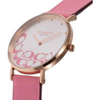 COACH BOXED PERRY QUARTZ WATCH, WOMEN'S, 14504135, ANALOG, SILVER AND PINK 36MM