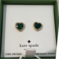 KATE SPADE NEW YORK MY LOVE PAVÉ HEART STUDS IN EMERALD KA680