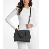 MICHAEL KORS MARILYN MEDIUM SAFFIANO LEATHER SATCHEL CROSSBODY BLACK 35F5S6AS2L
