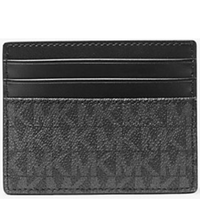 MICHAEL KORS OUTLET COOPER SIGNATURE LOGO CARD CASE BLACK 36U9LCRD1B