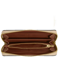 COACH LONG ZIP AROUND WALLET IN SIGNATURE CANVAS C4452 LIGHT KHAKI LIGHT SADDLE