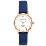 BOXED KATE SPADE NEW YORK METRO THREE-HAND NAVY LEATHER WATCH KSW9051 34 MM