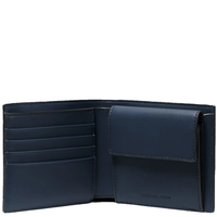 MICHAEL KORS HARRISON SAFFIANO LEATHER BILLFOLD WALLET WITH COIN POCKET NAVY 36S4LHRF3L