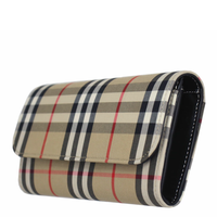 BURBERRY HALTON CHECK FABRIC LONG WALLET ARCHIVE BEIGE 81021761