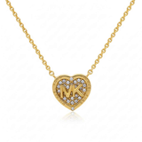 MICHAEL KORS BOXED MKJC0003A710 HEART PENDANT GOLD TONE NECKLACE CRYSTAL