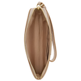 COACH CORNER ZIP WRISTLET IN SIGNATURE CANVAS IN LIGHT CHAMPAGNE CX255