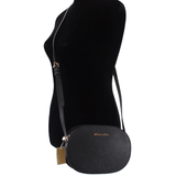 MICHAEL KORS BLACK SAFFIANO LEATHER JET SET TRAVEL OVAL CROSSBODY BAG PURSE BLACK 35T1GTVC6L