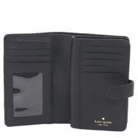 KATE SPADE CAREY SMOOTH QUILTED LEATHER MEDIUM COMPACT BIFOLD WALLET IN BLACK KG424