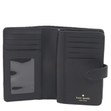 KATE SPADE CAREY SMOOTH QUILTED LEATHER MEDIUM COMPACT BIFOLD WALLET IN BLACK KG424
