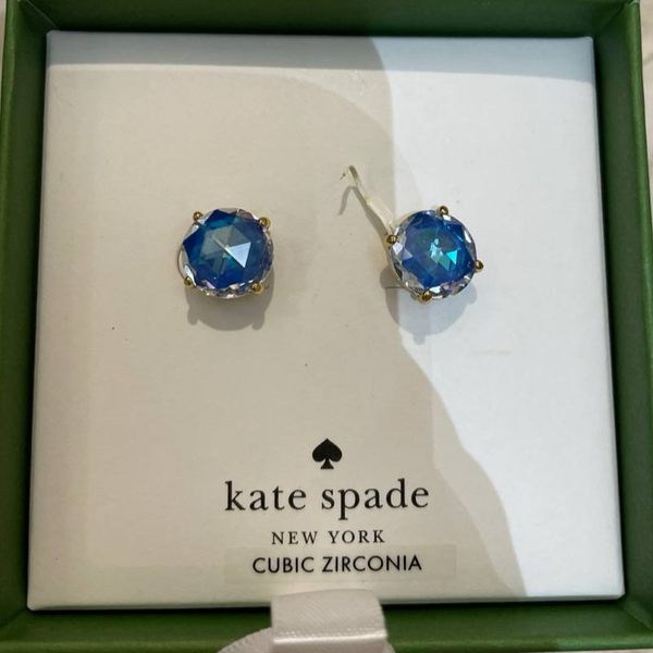BOXED KATE SPADE BRIGHT IDEAS STUD EARRINGS IN SAPPHIRE O0R00324