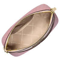 MICHAEL KORS JET SET TRAVEL MEDIUM COLOR-BLOCK SIGNATURE DOME CROSSBODY BAG POWDER BLUSH  35S5GTVC6B
