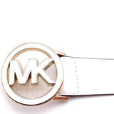 MICHAEL KORS BELT WHITE ROUND MK LOGO GOLD & WHITE BUCKLE~556361C SIZE XL