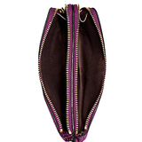 COACH C1860 DOUBLE ZIP WRISTLET WALLET WINE MULTI FULL LEATHER