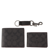COACH BOXED 3 IN 1 WALLET GIFT SET IN SIGNATURE CANVAS BLACK/BLACK/OXBLOOD 41346