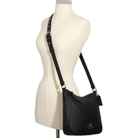 COACH ELLIE FILE CEOSSBODY BAG BLACK C1648 FULL LEATHER